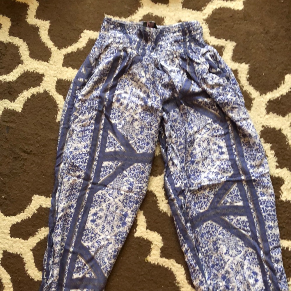 Size Small Blue and White Pants